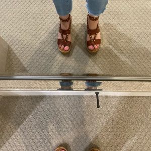 Jimmy Choo Danica tan wedge size 8